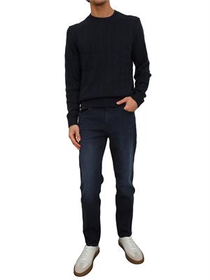 Maglia Boss uomo a trecce in cashmere e lana blu in UOMO