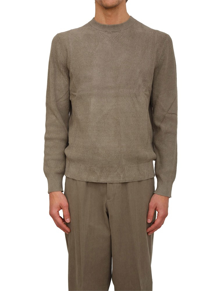 Maglia Boss uomo in misto viscosa effetto velluto verde