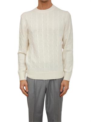 Maglia Boss uomo a trecce in cashmere e lana bianco in UOMO