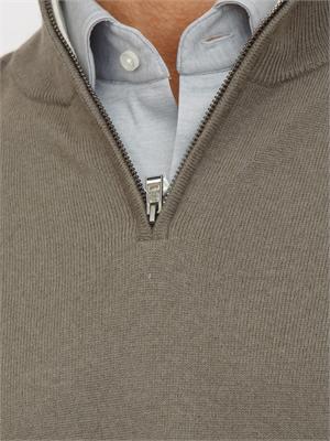 Maglia collo mezza zip Boss uomo in cashmere e lana verde in UOMO