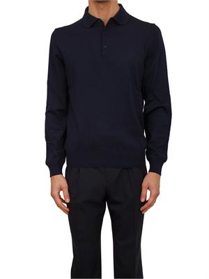 Polo maglia Boss uomo in lana vergine blu in UOMO