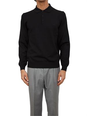Polo maglia Boss uomo in lana vergine nera in UOMO