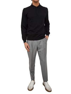 Polo maglia Boss uomo in lana vergine nera in UOMO