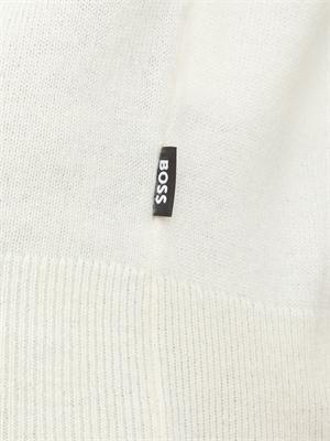 Maglia Boss uomo mezza zip in cashmere e lana bianco in UOMO