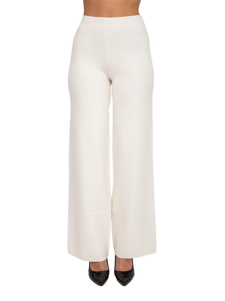 Pantaloni Marzia Max Mara in filato di viscosa punto tessuto bianco