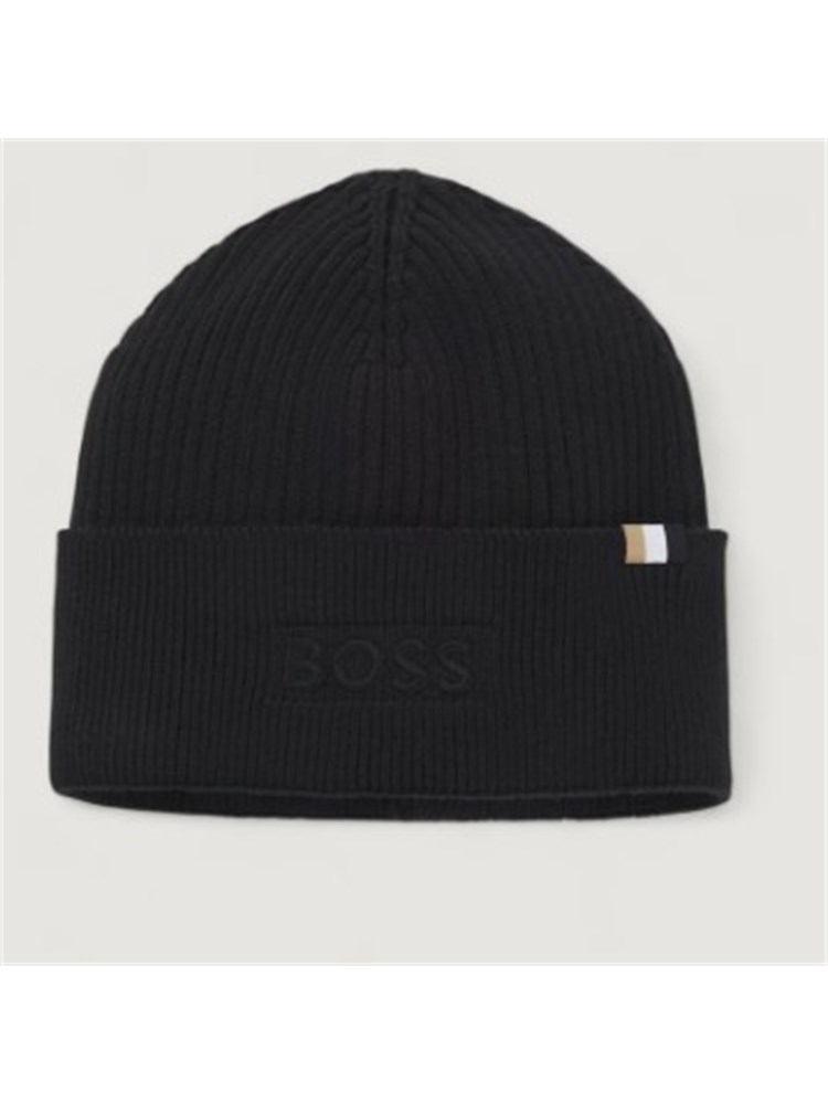 Berretto Boss uomo in misto lana nero