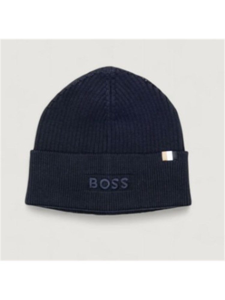 Berretto Boss uomo in misto lana blu
