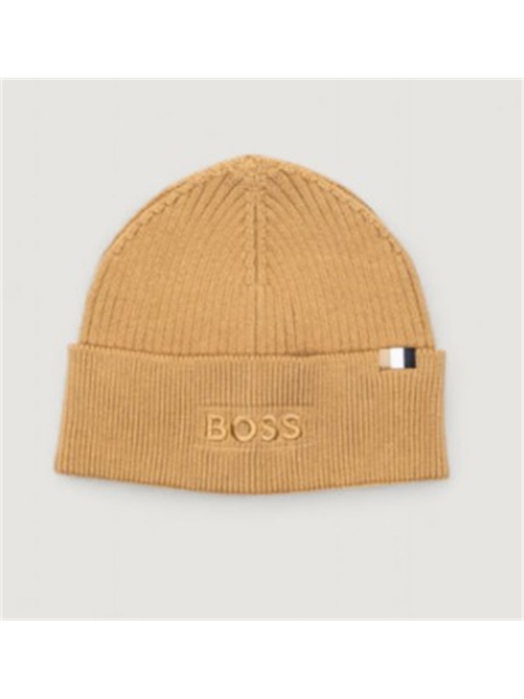 Berretto Boss uomo in misto lana cammello