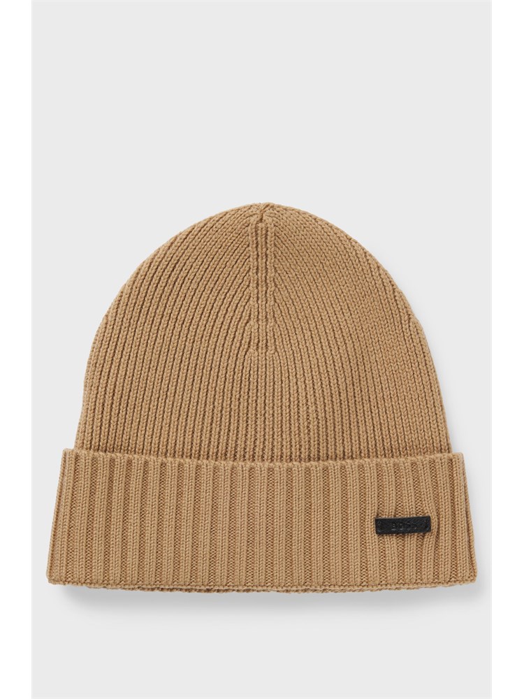 Berretto Boss uomo in lana vergine cammello