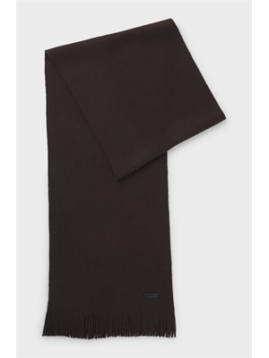 Sciarpa Boss uomo in lana marrone lavorazione Raschel in UOMO