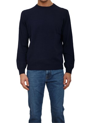 Maglia girocollo Corneliani in lana e cashmere blu in UOMO