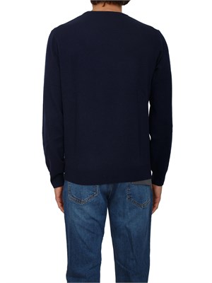 Maglia girocollo Corneliani in lana e cashmere blu in UOMO