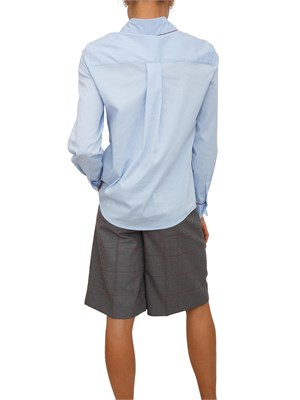 Camicia donna Evole di Kocca in cotone azzurro e profili bordeaux in DONNA