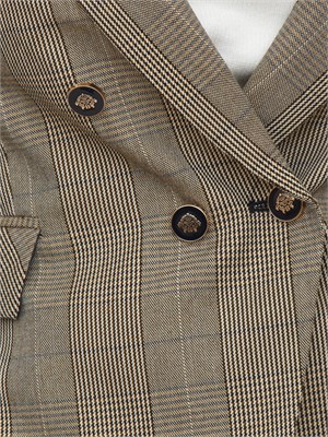 Giacca doppiopetto Ilyassa Kocca in misto viscosa tartan beige in DONNA