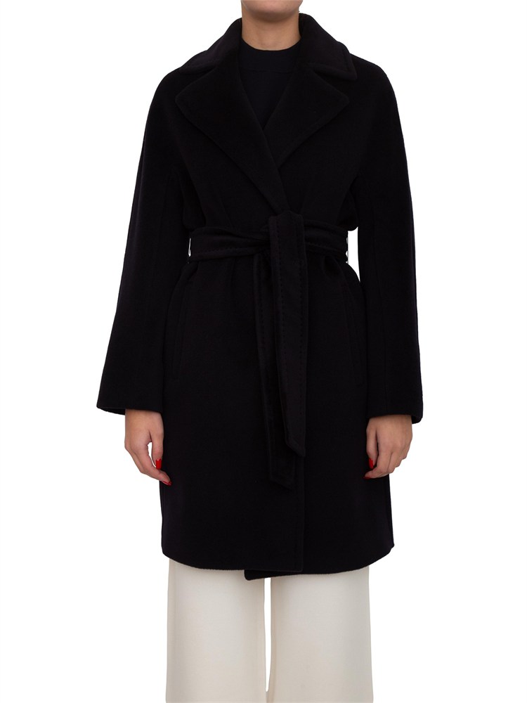 Cappotto midi Scire Max Mara in beaver di pura lana vergine blu