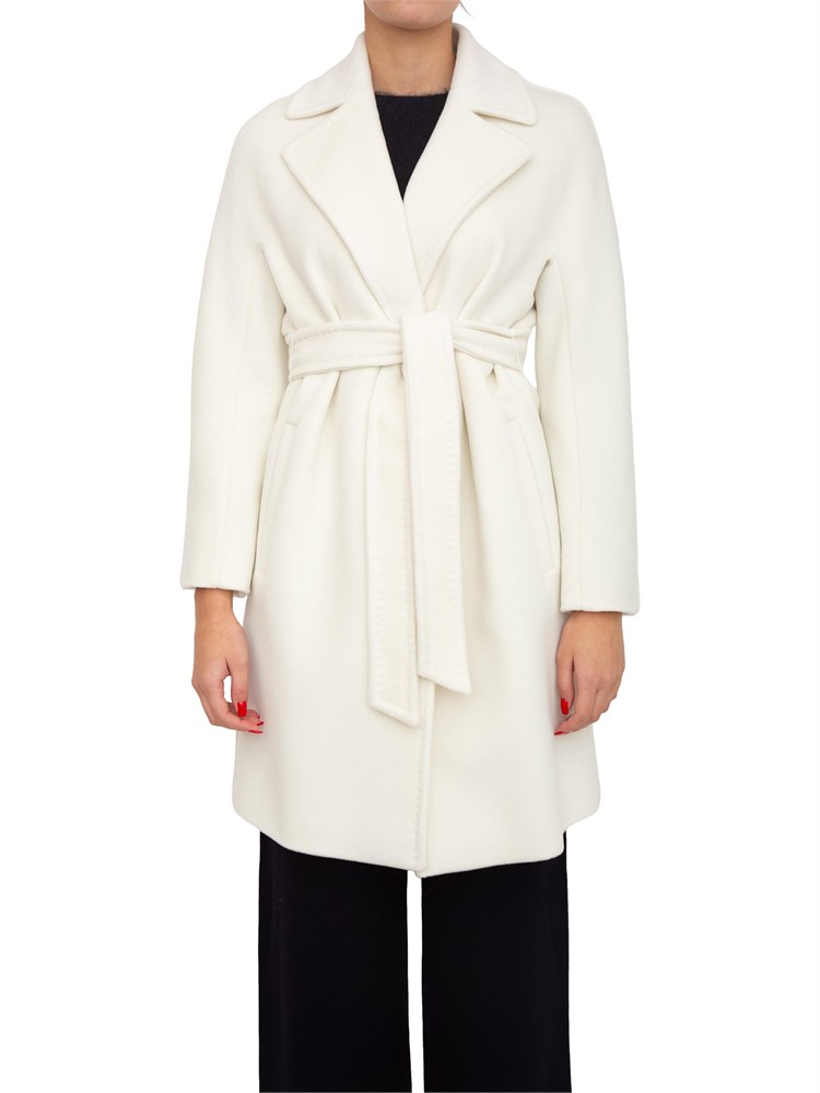 Cappotto midi Scire Max Mara in beaver di pura lana vergine bianco