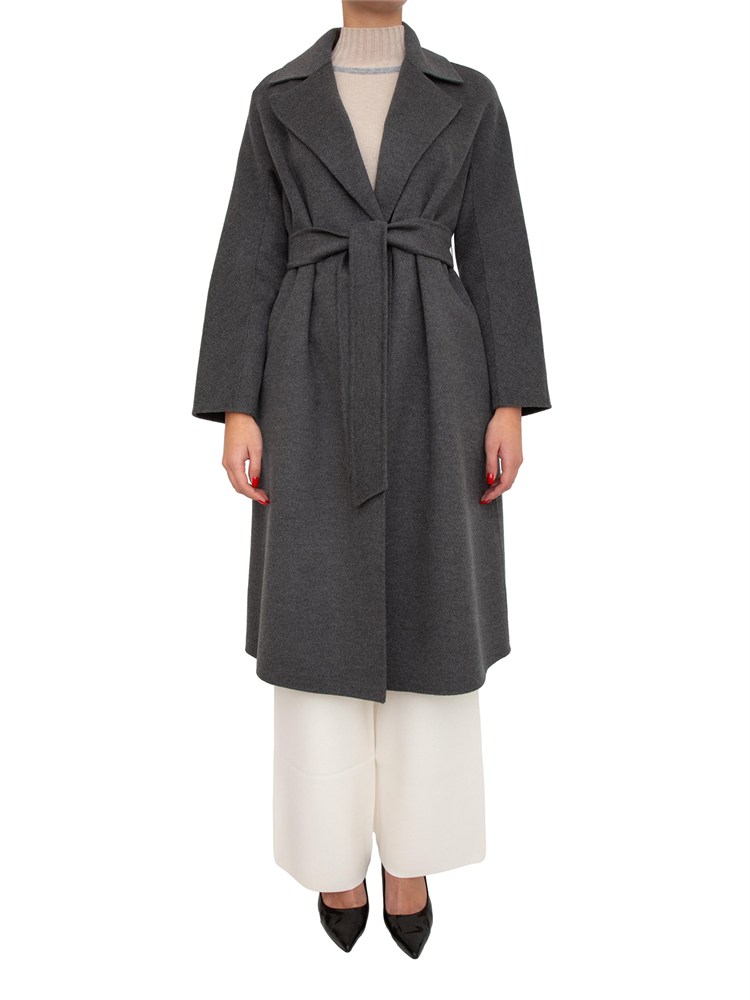 Cappotto midi Cles Max Mara in doppio drap di lana grigio