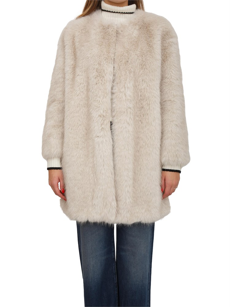 Pelliccia midi Eros Max Mara in tessuto effetto faux fur avorio