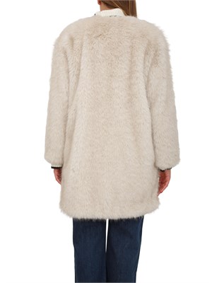Pelliccia midi Eros Max Mara in tessuto effetto faux fur avorio in DONNA