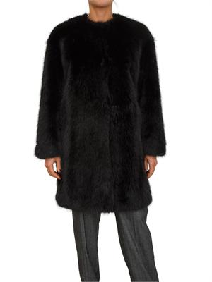 Pelliccia midi Eros Max Mara in tessuto effetto faux fur nera in DONNA