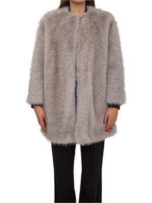 Pelliccia midi Eros Max Mara in tessuto effetto faux fur grigia in DONNA