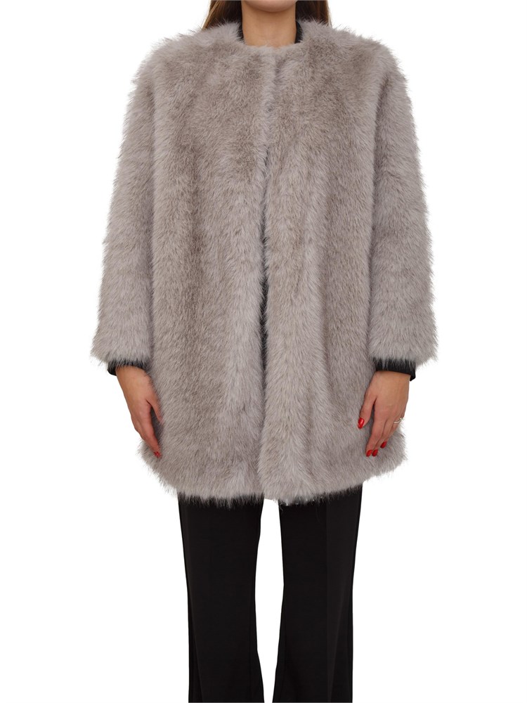 Pelliccia midi Eros Max Mara in tessuto effetto faux fur grigia