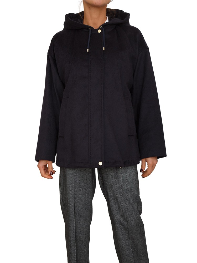 Giaccone  Derris Max Mara in lana blu e piumino interno leggero e rimovibile