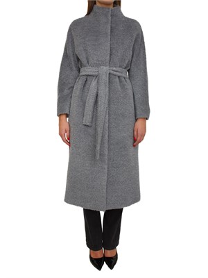 Cappotto Ferito di Max Mara in lana e alpaca effetto furry grigio in DONNA