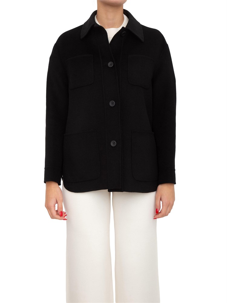 Giacca camicia Extra di Max Mara in lana, cashmere e seta nera