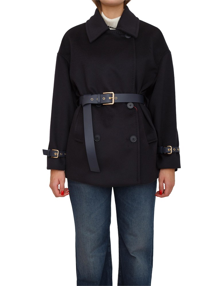 Cappotto doppiopetto Pausa di Max Mara in lana blu