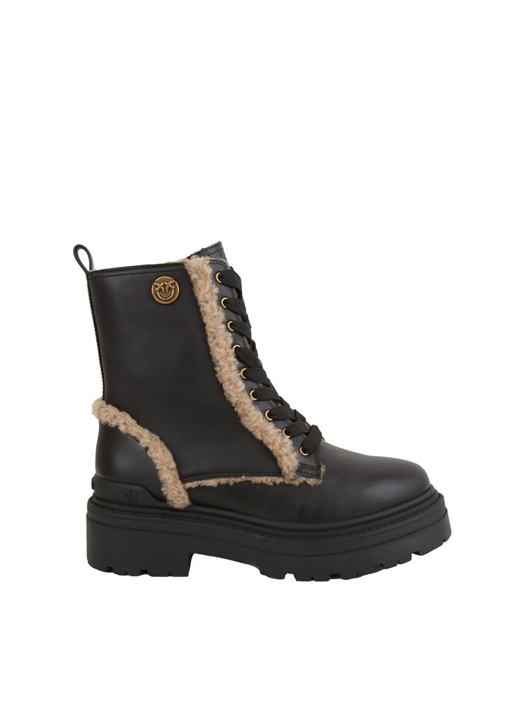 Stivali Pinko Mia 18 in pelle nera con ecopelliccia Aspen