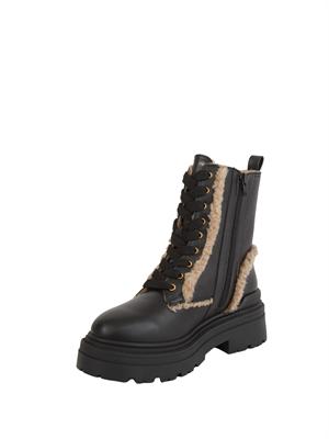 Stivali Pinko Mia 18 in pelle nera con ecopelliccia Aspen in DONNA