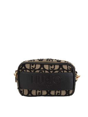 Borsa a tracolla Liu Jo in tessuto beige jacquard con logo all over in DONNA