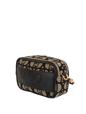 Borsa a tracolla Liu Jo in tessuto beige jacquard con logo all over in DONNA