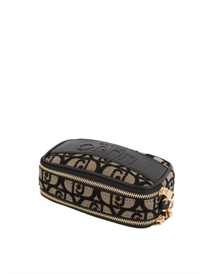 Borsa a tracolla Liu Jo in tessuto beige jacquard con logo all over in DONNA