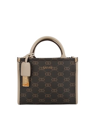 Borsa Liu Jo Righi in ecopelle marrone con logo all over in DONNA