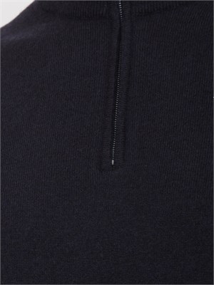 Maglia collo alto Corneliani con mezza zip in lana e cashmere blu in UOMO