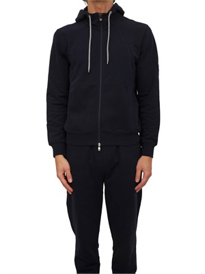 Felpa Corneliani in misto cotone blu con zip e cappuccio in UOMO