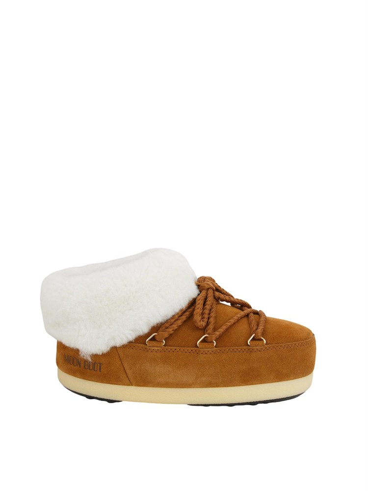 Stivali pantofole Mule EVX Moon Boot in pelle scamosciata cammello