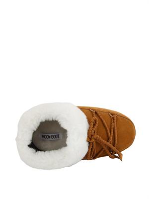 Stivali pantofole Mule EVX Moon Boot in pelle scamosciata cammello in DONNA