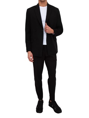 Giacca doppiopetto Armani Exchange in misto lana e viscosa nera in UOMO