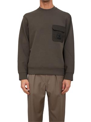 Felpa girocollo uomo Emporio Armani in double jersey verde in UOMO