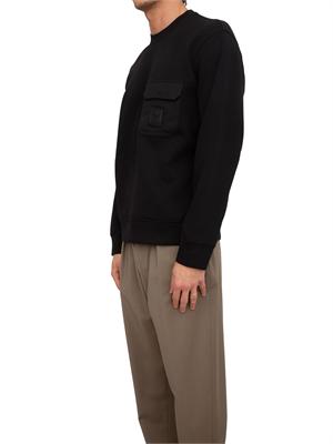 Felpa girocollo uomo Emporio Armani in double jersey nero in UOMO