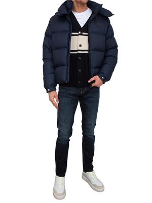 Jeans uomo Emporio Armani in cotone blu scuro e sabbiature in UOMO