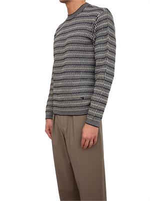Maglia uomo Emporio Armani in pura lana vergine beige e blu in UOMO