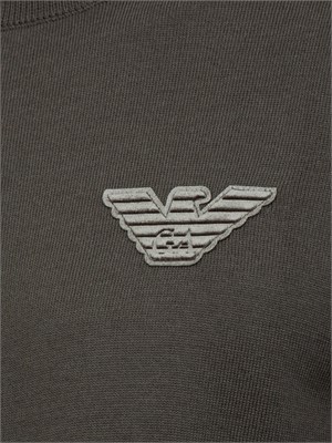 Maglia girocollo Emporio Armani in pura lana vergine verde in UOMO