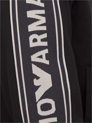 Felpa uomo Emporio Armani in double jersey nero con logo jacquard in UOMO
