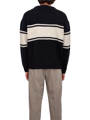 Cardigan scollo a V Emporio Armani in pura lana vergine blu in UOMO