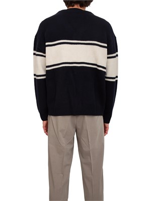 Cardigan scollo a V Emporio Armani in pura lana vergine blu in UOMO