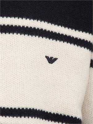 Cardigan scollo a V Emporio Armani in pura lana vergine blu in UOMO